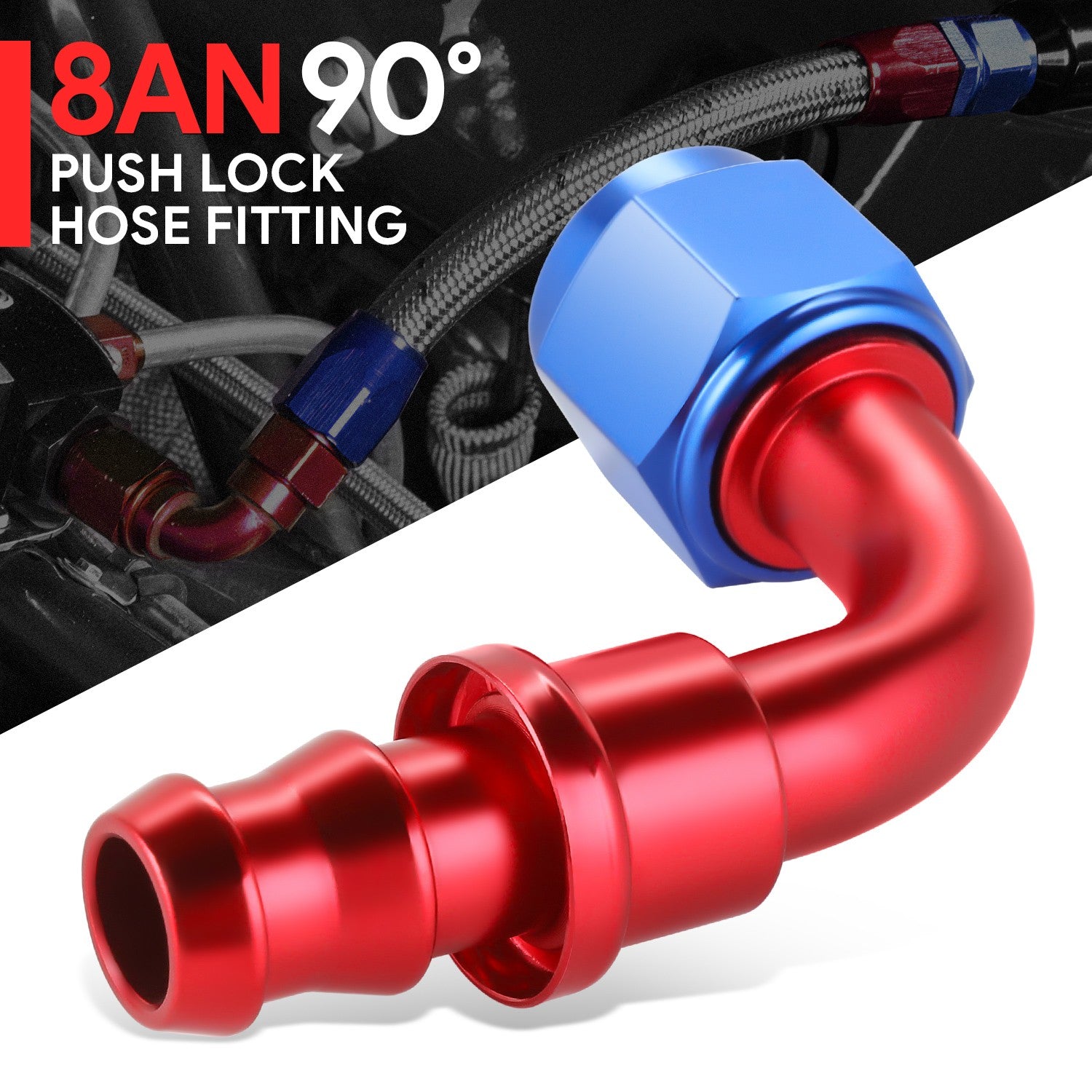 Aluminum An8 8-An 90 Degree Swivel Oil/Fuel Line Hose End Push-On Male