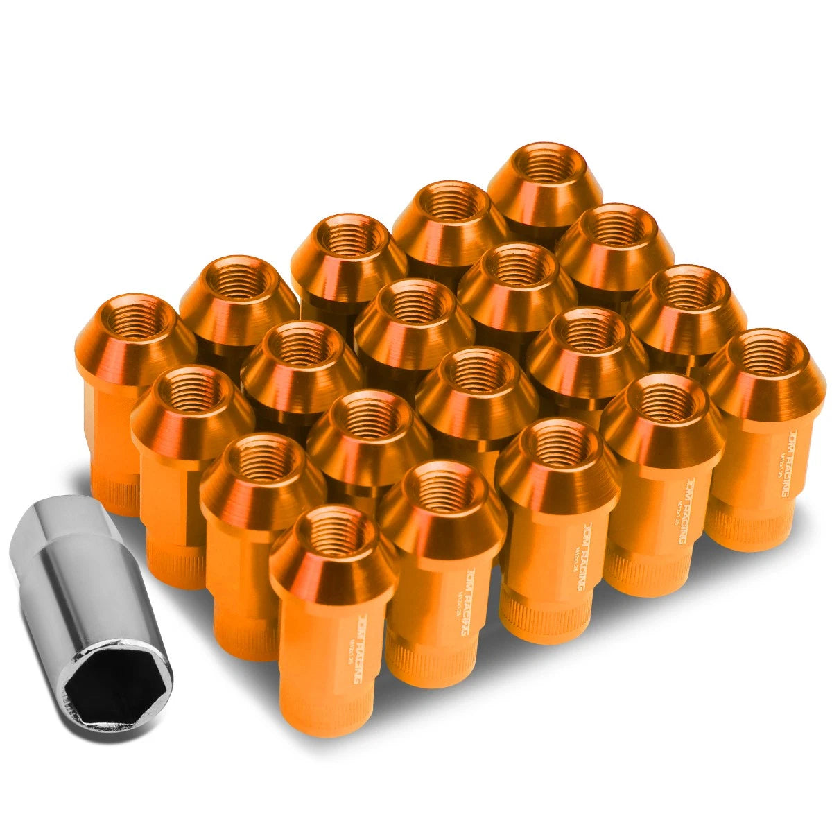 Open End M12x1.25 44mm Tall 25mm Od Orange Aluminum Jdm Rim Lug Nuts