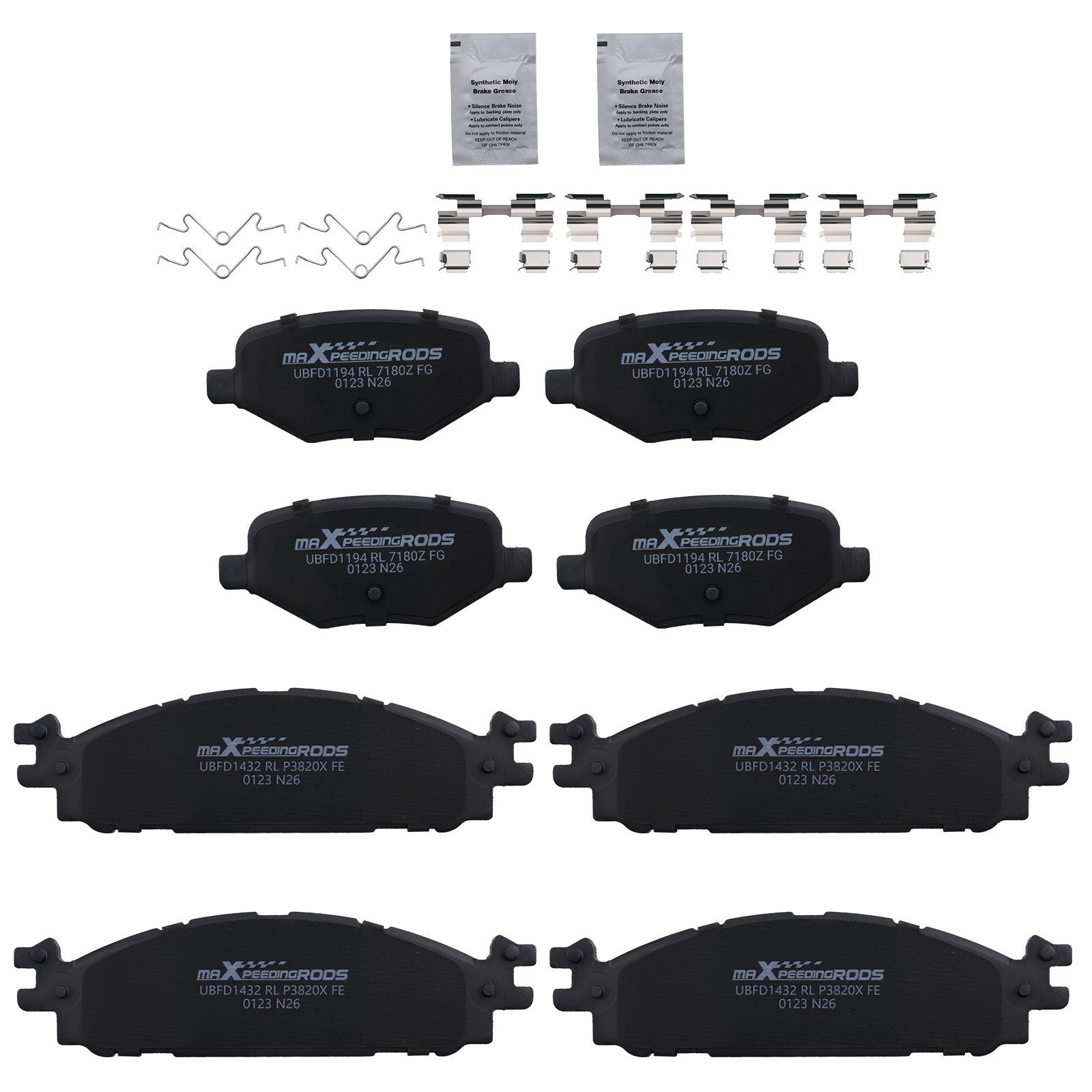 8x Front Rear Brake Pads Kit for Ford Taurus 2010-2019 Lincoln MKT