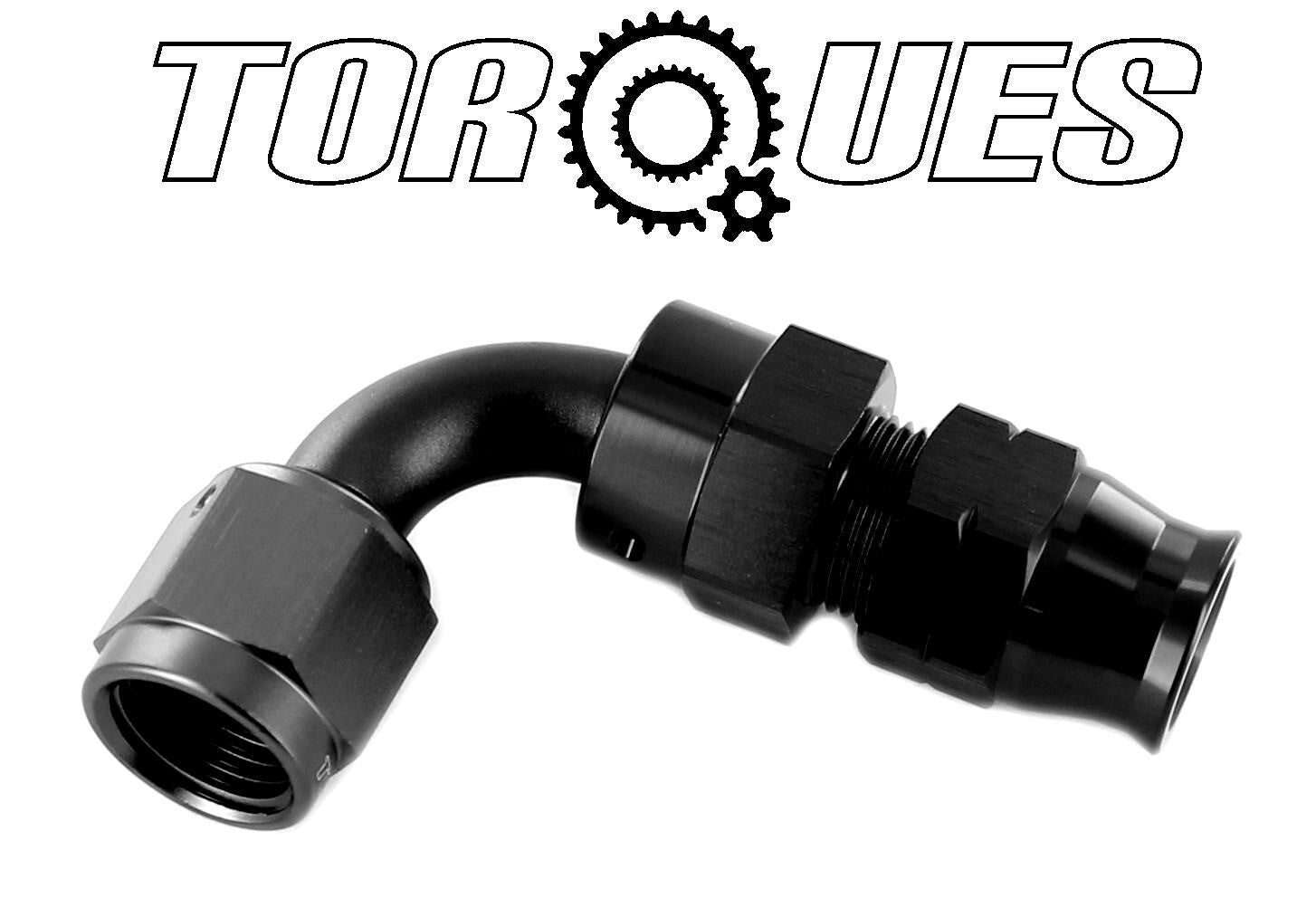 An -6 90 Degree Female to 3/8" Tube Adapter Black