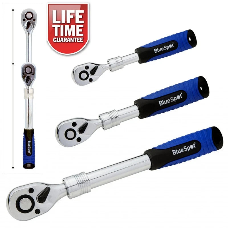 3 Pack Of Chrome Vanadium Telescopic Extendable Ratchet Handles 1/4"