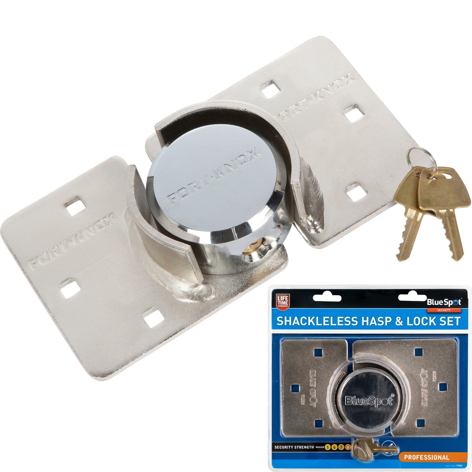 Bluespot 73mm High Security Shackleless Hasp Padlock Steel Set Workshop Van Lock