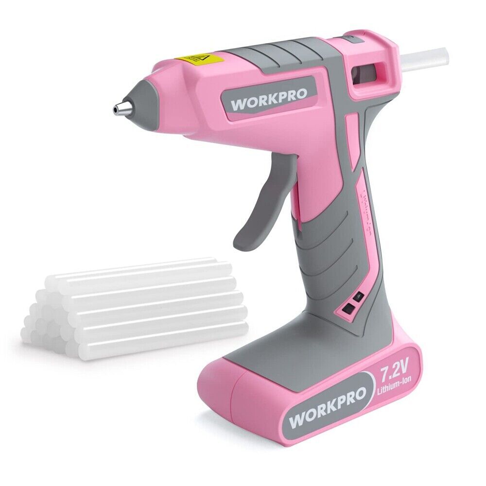 WORKPRO 7.2V Cordless Hot Melt Glue Gun Rechargeable Glue Gun w/20PC Glue Sticks