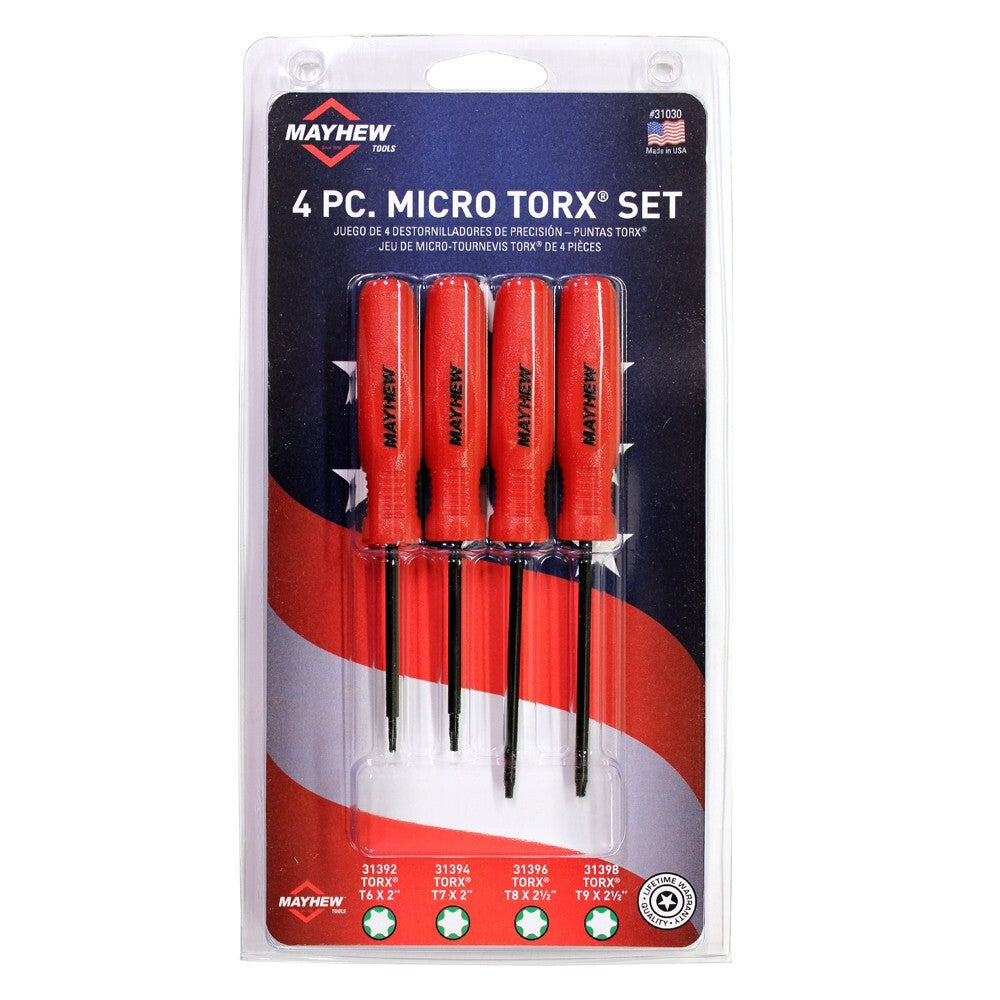Mayhew 4pc Torx Micro Precision Screwdriver Set T6-T9