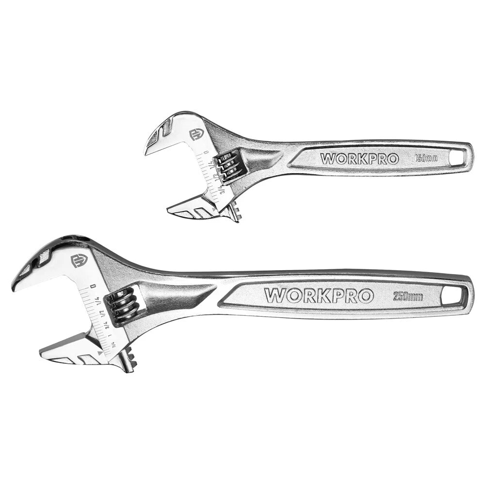Workpro Adjustable Wrench Set 6" 10" Wide Jaw | Built Supply Co