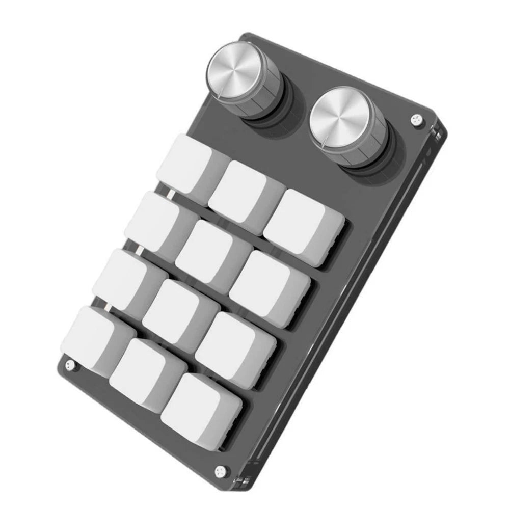 12-key Usb Mini Mechanical Keyboard Programmable Keypad W/ 2 Knobs