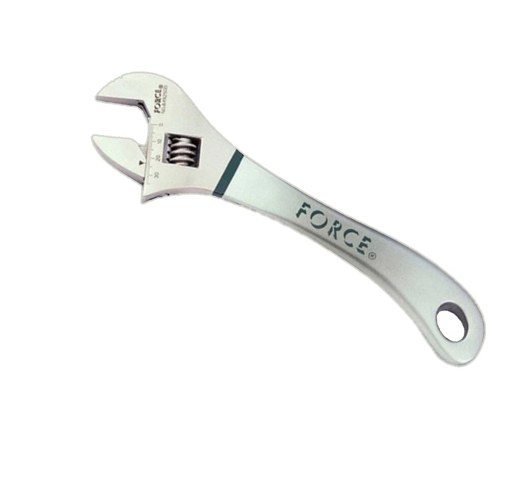 Force 649b Adustable Wrench Curved Handle Extra Grip Gauged Jaw