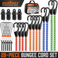 28PC Premium Bungee Cords Hooks 10” 18” 24” 36” 48” Luggage Strap Out