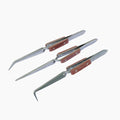 Fiber Grip Tweezers Set Of 3 Cross Locking & Straight Soldering