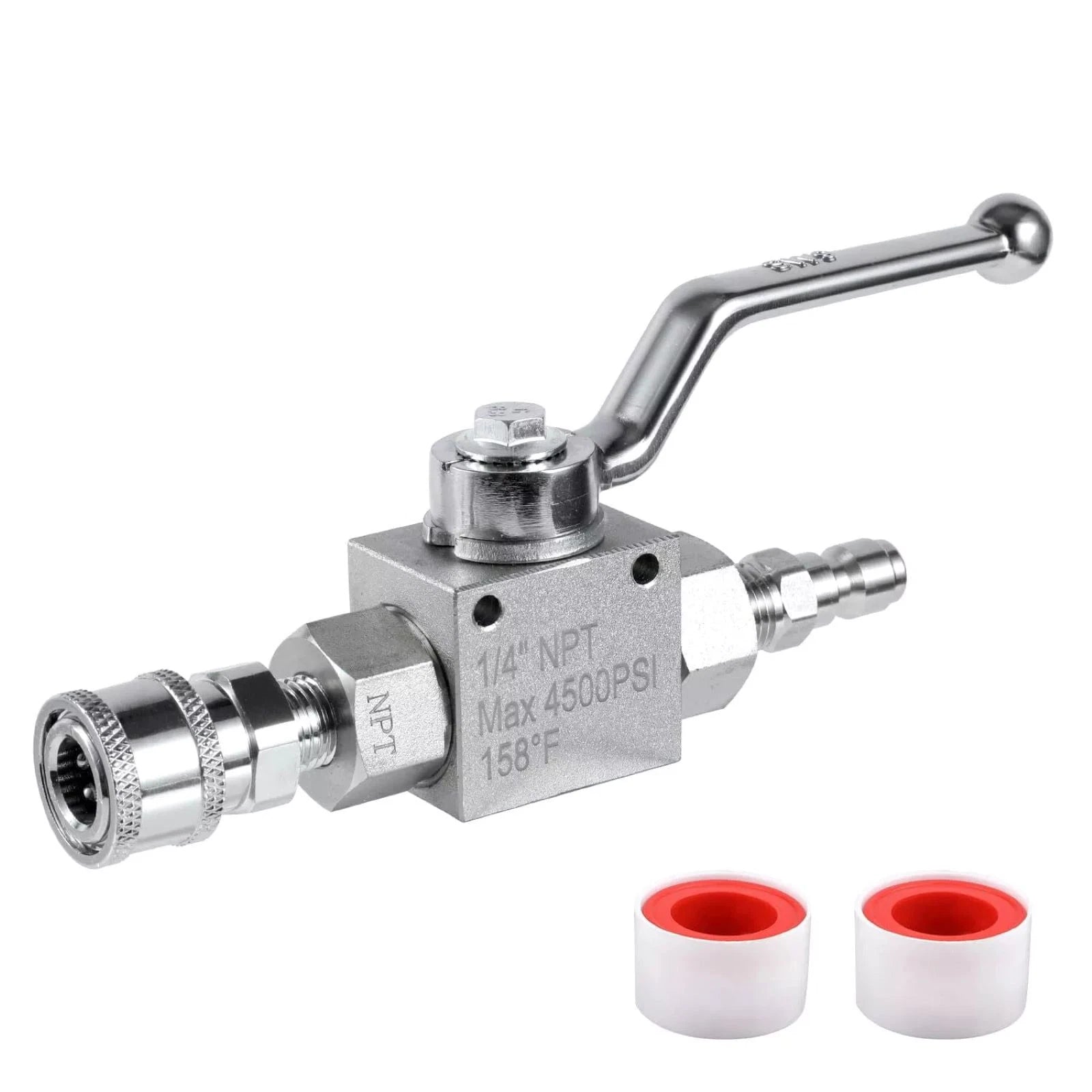 New High Pressure Ball Valve Kit 1/4" Npt Power Washer Sprayer Hose