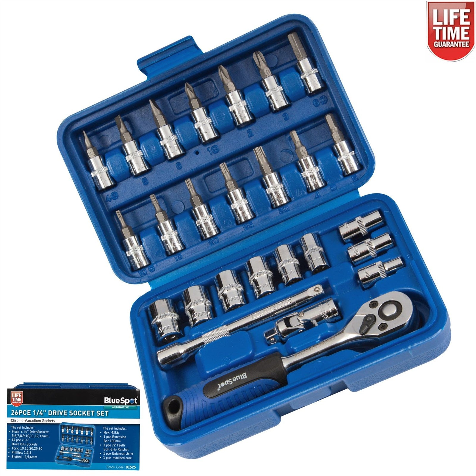 26pc Screwdriver Socket Set with Ratchet Bits