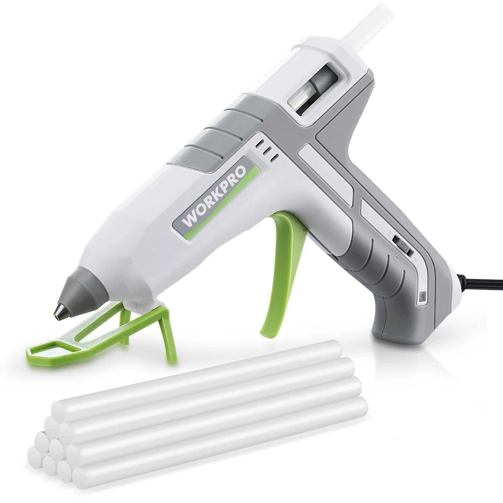 WORKPRO 60/100W Dual Temp Hot Glue Gun Full Size Glue Gun 10PC 7/16" Glue Sticks