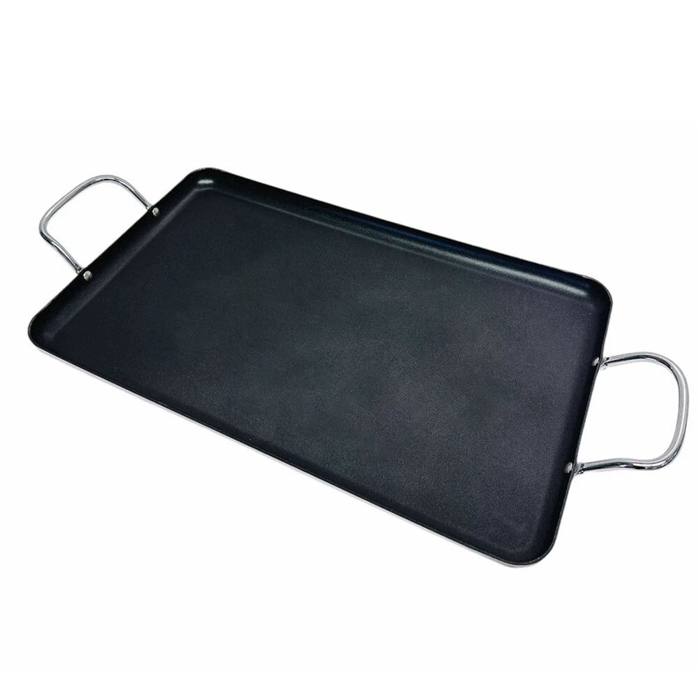 11.5in Aluminum Nonstick Double Burner Griddle With Handles, Black