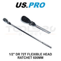 Us Pro Tools 1/2" Drive Extra Long 600mm 72t Flexible Head Ratchet