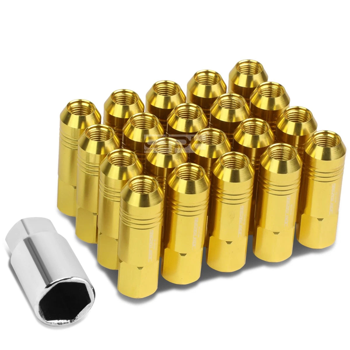 Open End M12x1.25 60mm Tall 20mm Od Gold Aluminum Jdm Lug Nuts+adapter