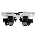 Led Magnifier Double Eye Glasses Loupe Lens Jeweler Watch Repair