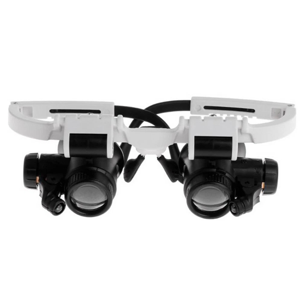 Led Magnifier Double Eye Glasses Loupe Lens Jeweler Watch Repair