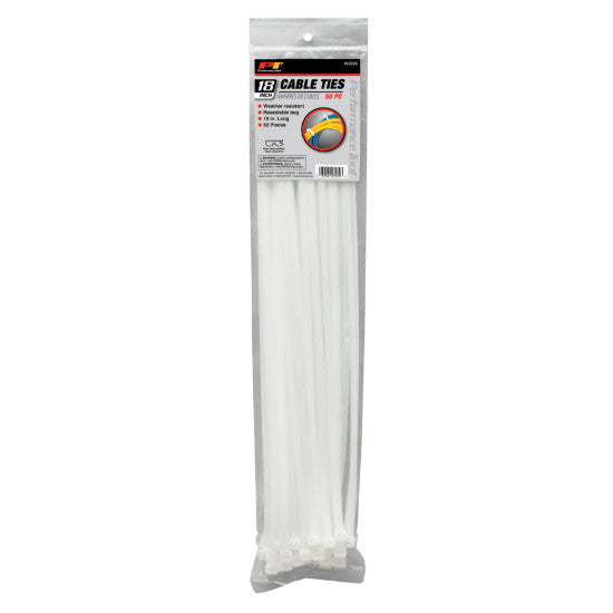 Cable Tie 50 Pack 18 Inch White by Performance Tool
