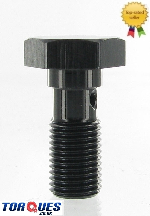 3/8" x 24 UNF (AN-3 JIC -3) Aluminium Banjo Bolt 23mm Long In Black
