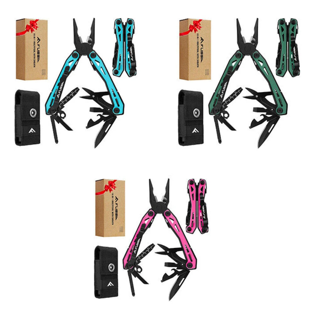 Flissa Stainless Steel 16-in-1 Multi Tool Pliers Edc Multitool Pocket