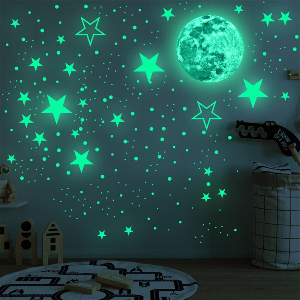Luminous Stars & Moon Wall Stickers Decal Kid Diy Room Decoration