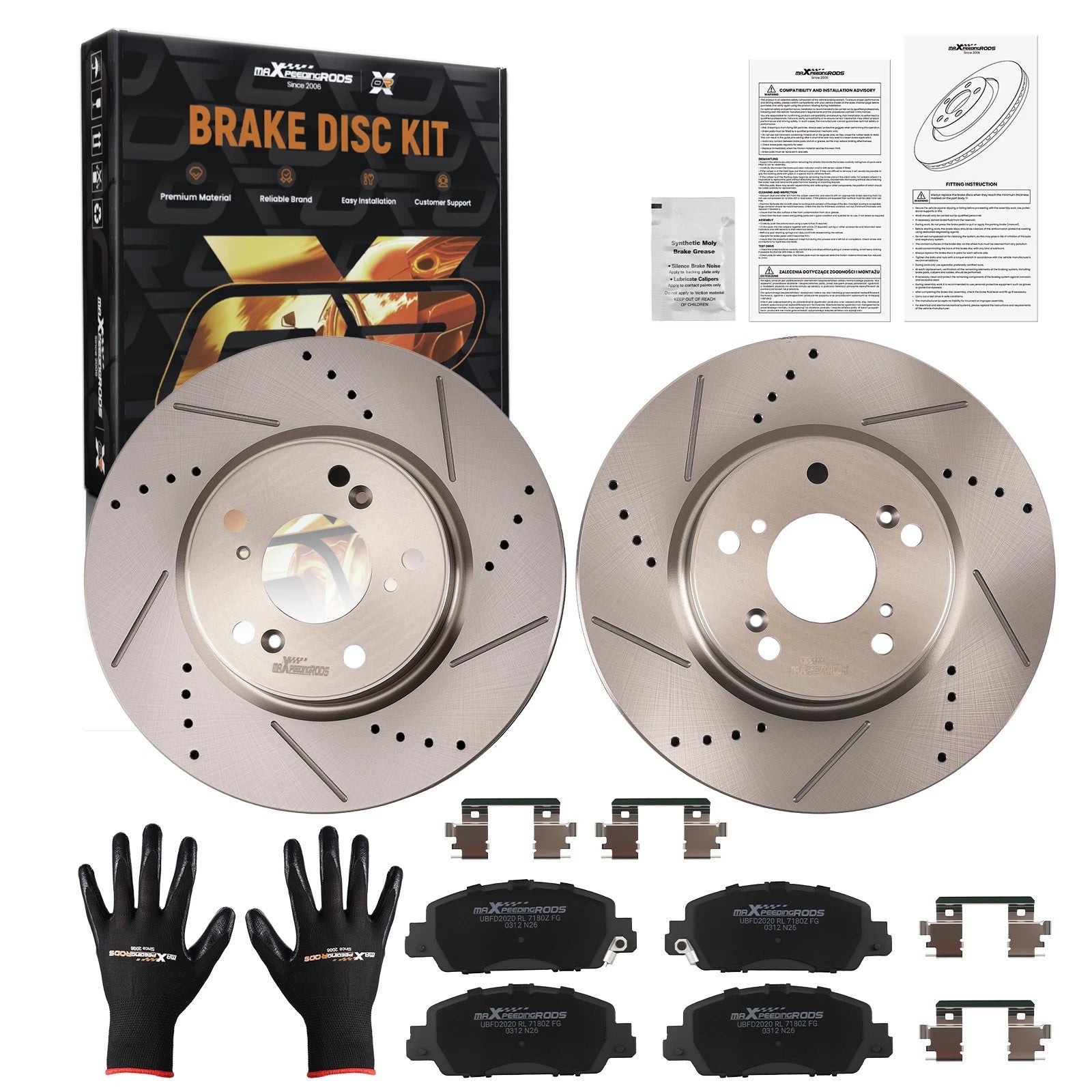 Front Brake Rotors + Ceramic Brake Pads for Honda Accord 2013-2022 EX EX-L LX