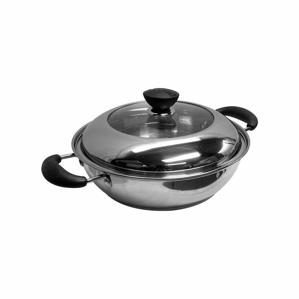 Stainless Steel 10 In Hotpot Cookware Mirror Finish See Through Lid
