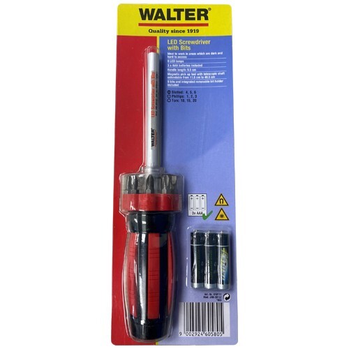 Walter LED Screwdriver With Bits & Holder