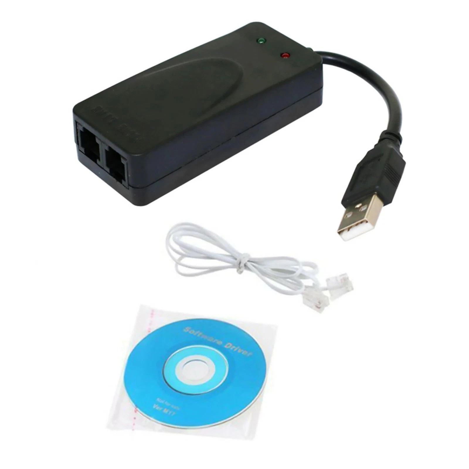 Dual Rj11 Ports Usb 56k Dial Up Voice Fax Data Modem Adapter For