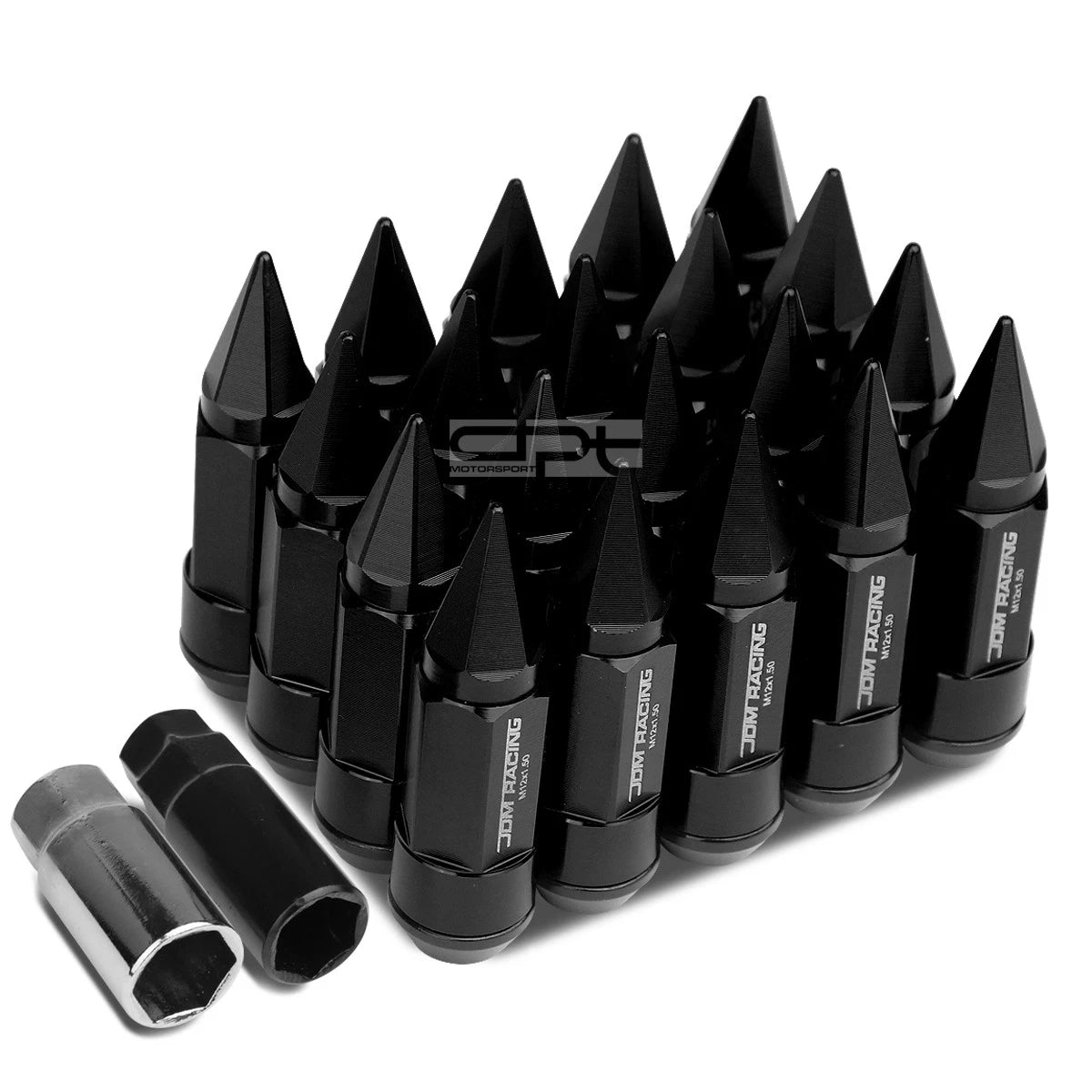 M12x1.5 83mm Tall 23mm Od Black Aluminum Jdm Lug Nuts With Caps+2