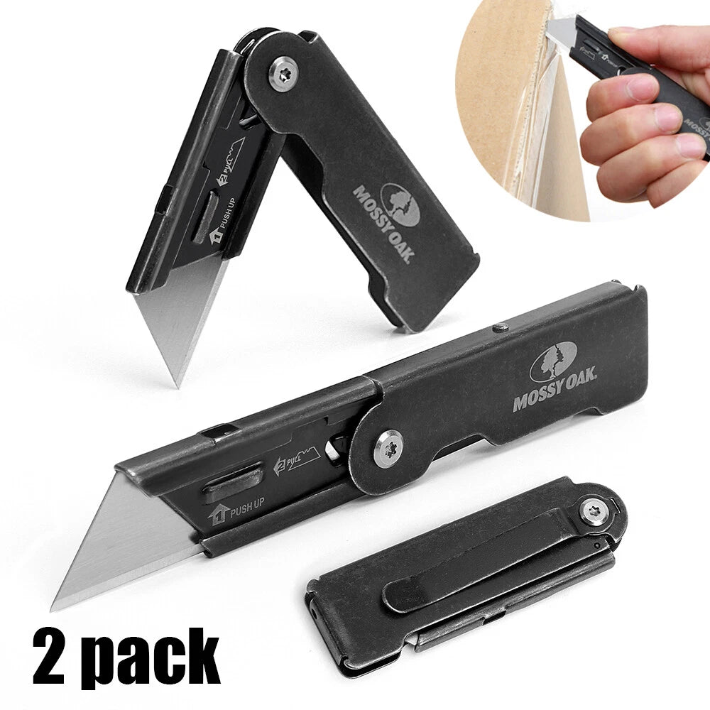 Mossy Oak 2-pack Folding Pocket Utility Knife Quick Change Box Cutter