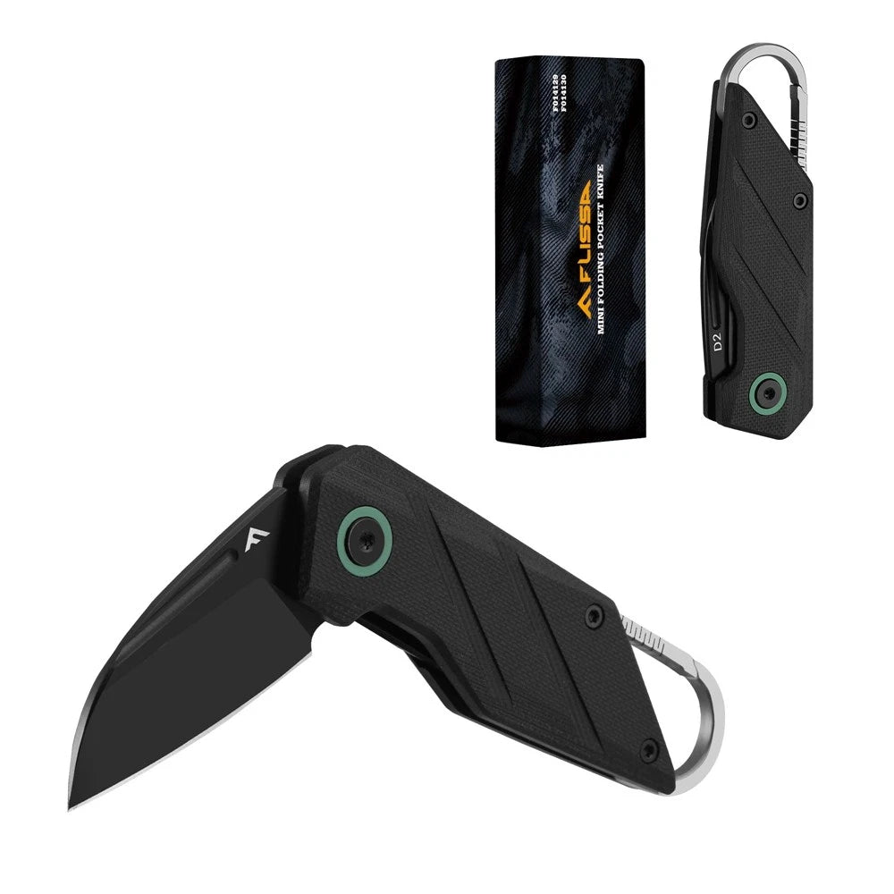 Flissa Mini Folding Pocket Knife 2" D2 Blades With Titanium Alloy