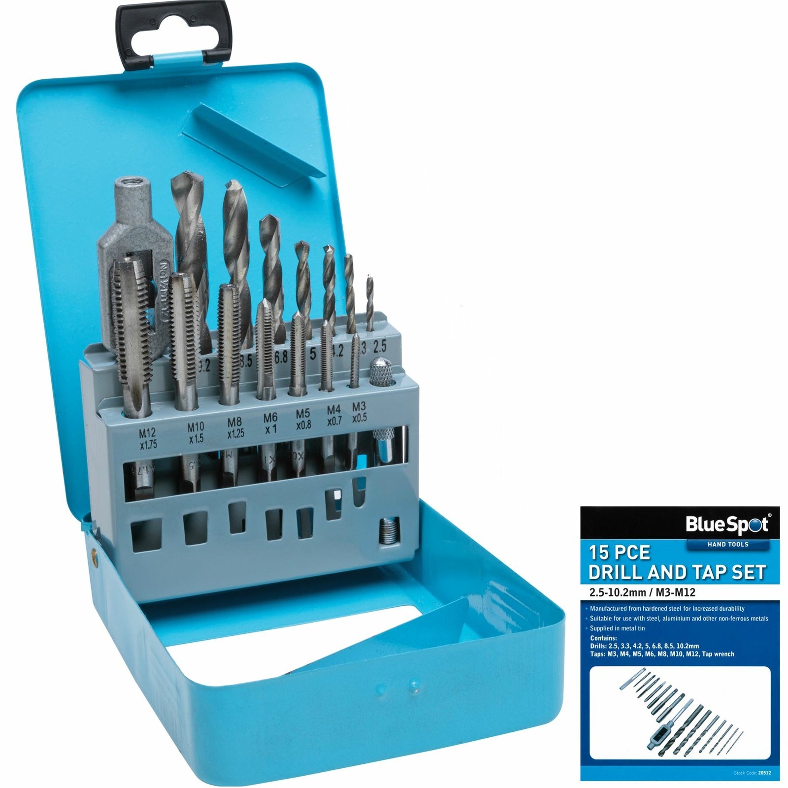Bluespot 6pc Tap and Drill Bit Set by BlueSpot