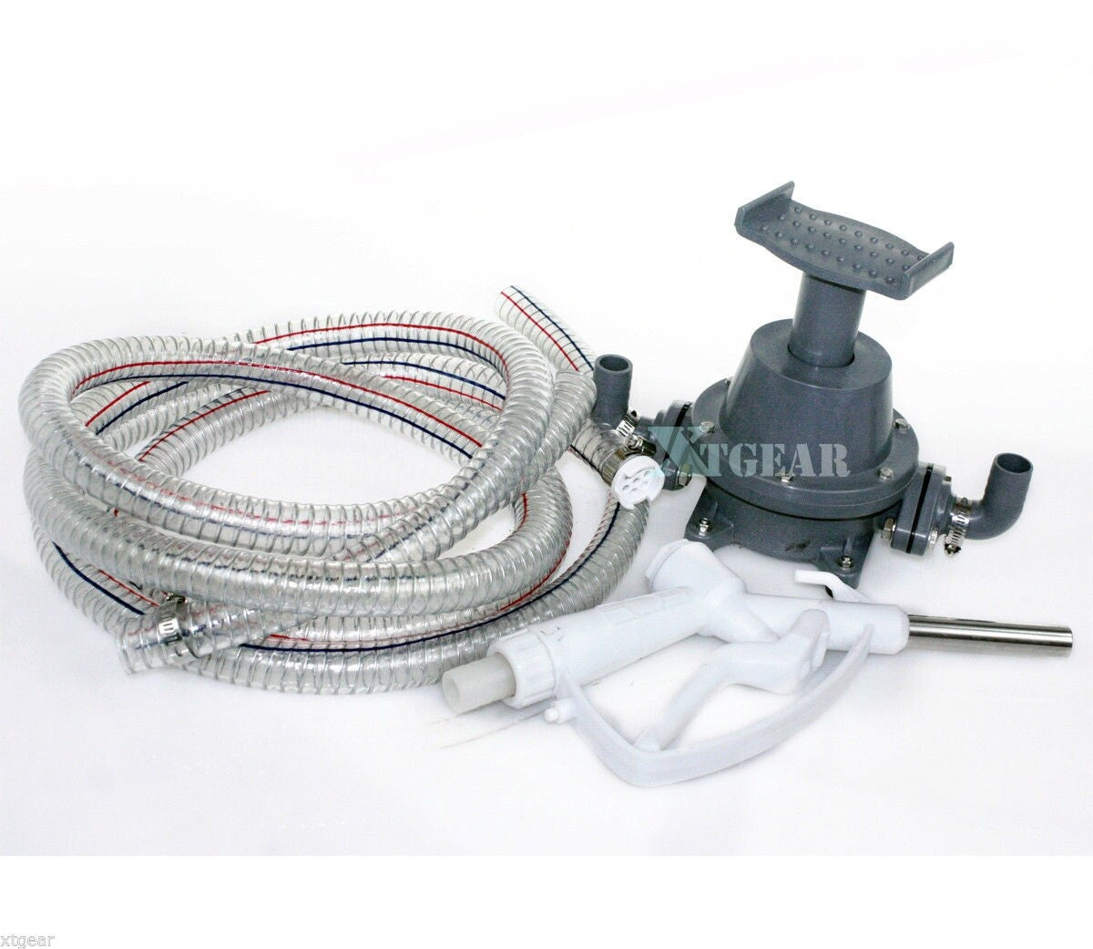 Gasoline Diesel Fuel Refilling Transferring Foot Pump Kit & 6ft Hoses & Nozzle