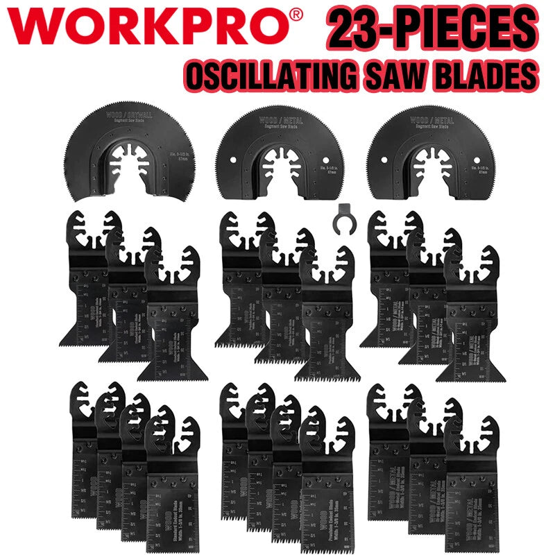 Workpro 23-pieces Metal Wood Oscillating Saw Blades Set Quick Release