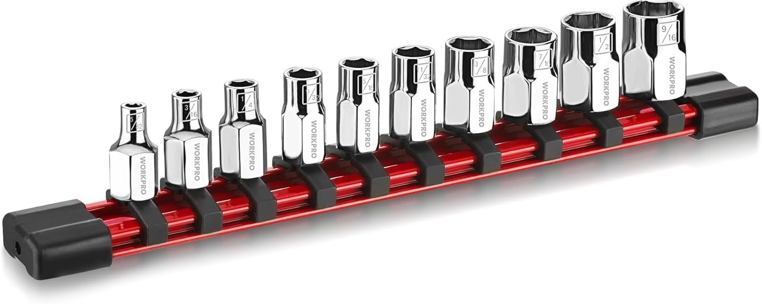 WORKPRO 10PC 1/4" Drive Hex Socket Set SAE Standard & Shallow Socket