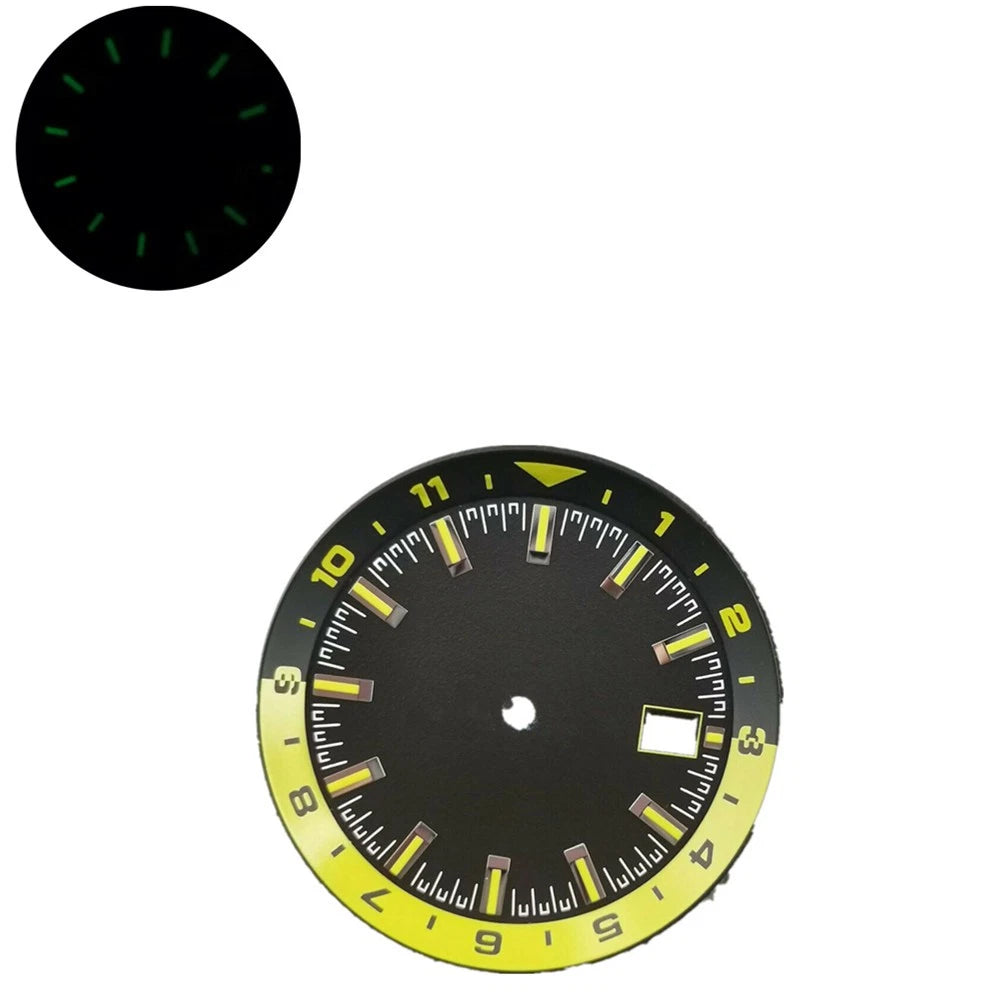 1.44in/36.5mm Watch Dial W/ C3 Green Luminous For Seiko Nh35 Nh35a