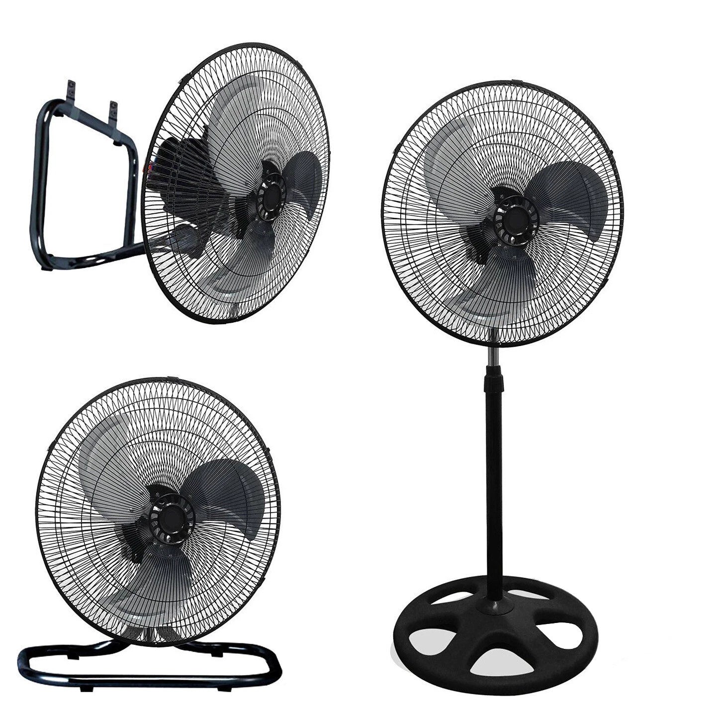 18" 3 In 1 Oscillating Fan Pedestal Table Wall Mounted Stand 3 Speed