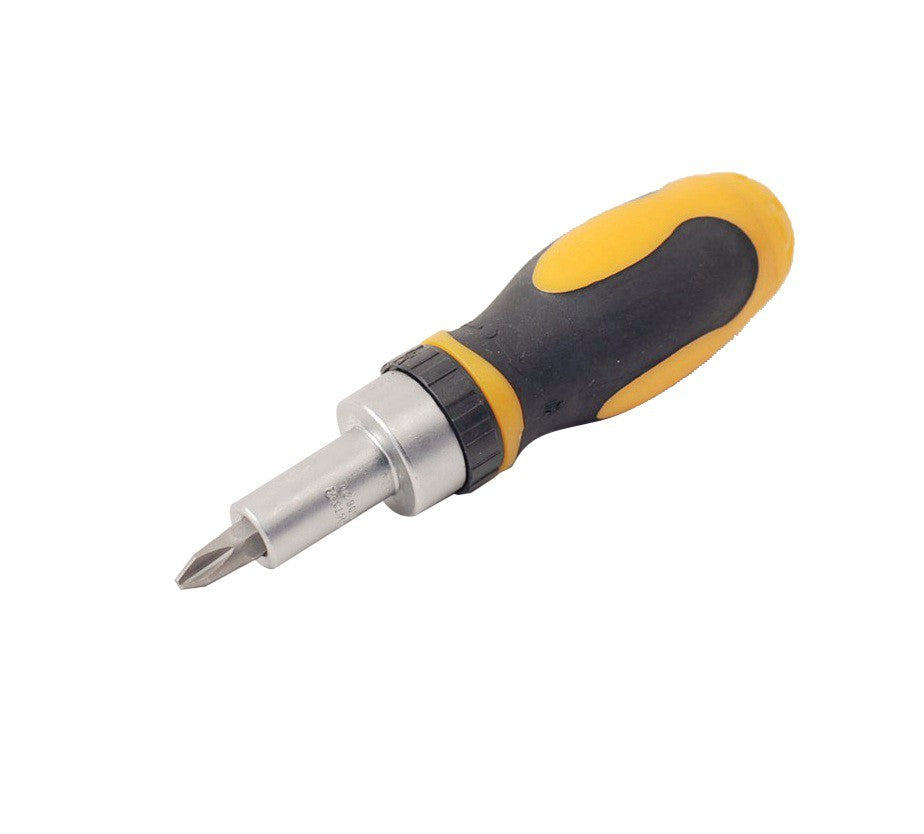 Stubby Reversible Ratchet Screwdriver Handle 1/4" Hex Shank Magnetic
