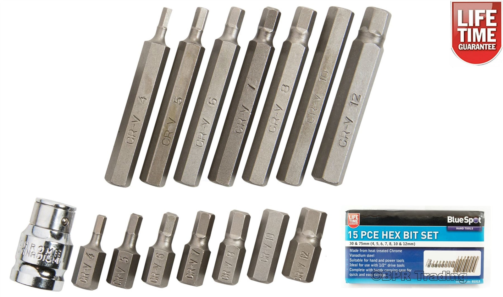 BlueSpot 15pc Allen Key Hex Hexagon 1/2" Drive Bit Socket Set H4 to H12Opens in 