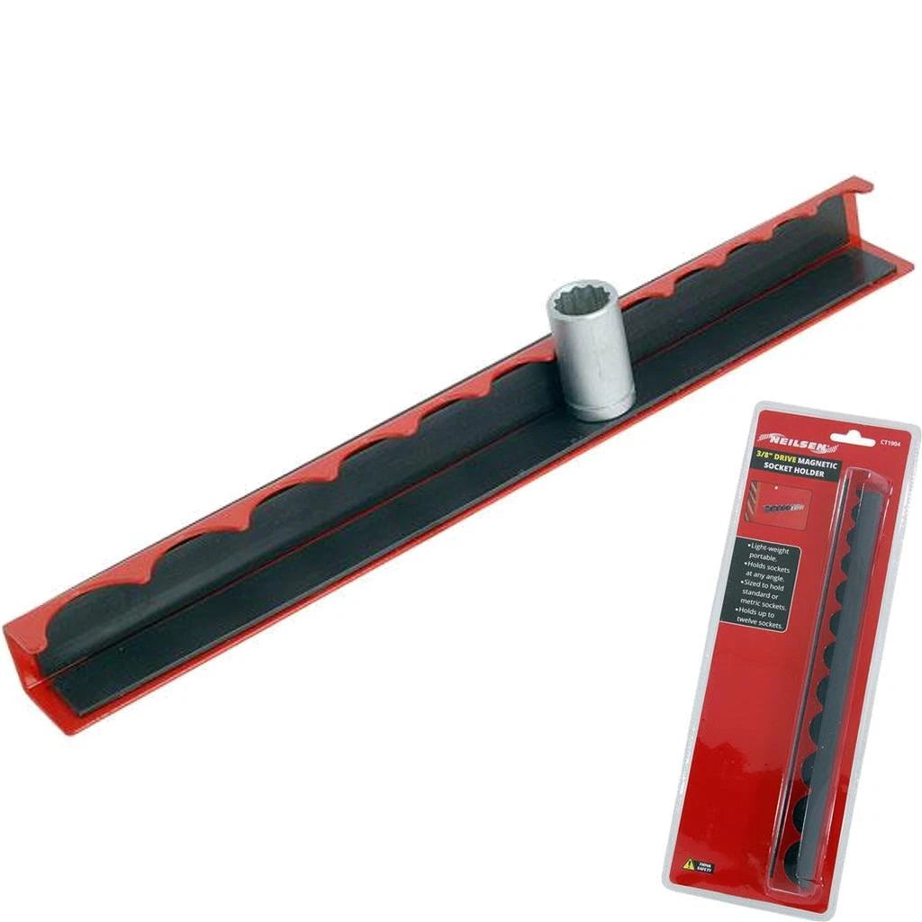 Neilsen 3/8" Magnetic Portable 12 Socket Holder Rail Retaining Rack