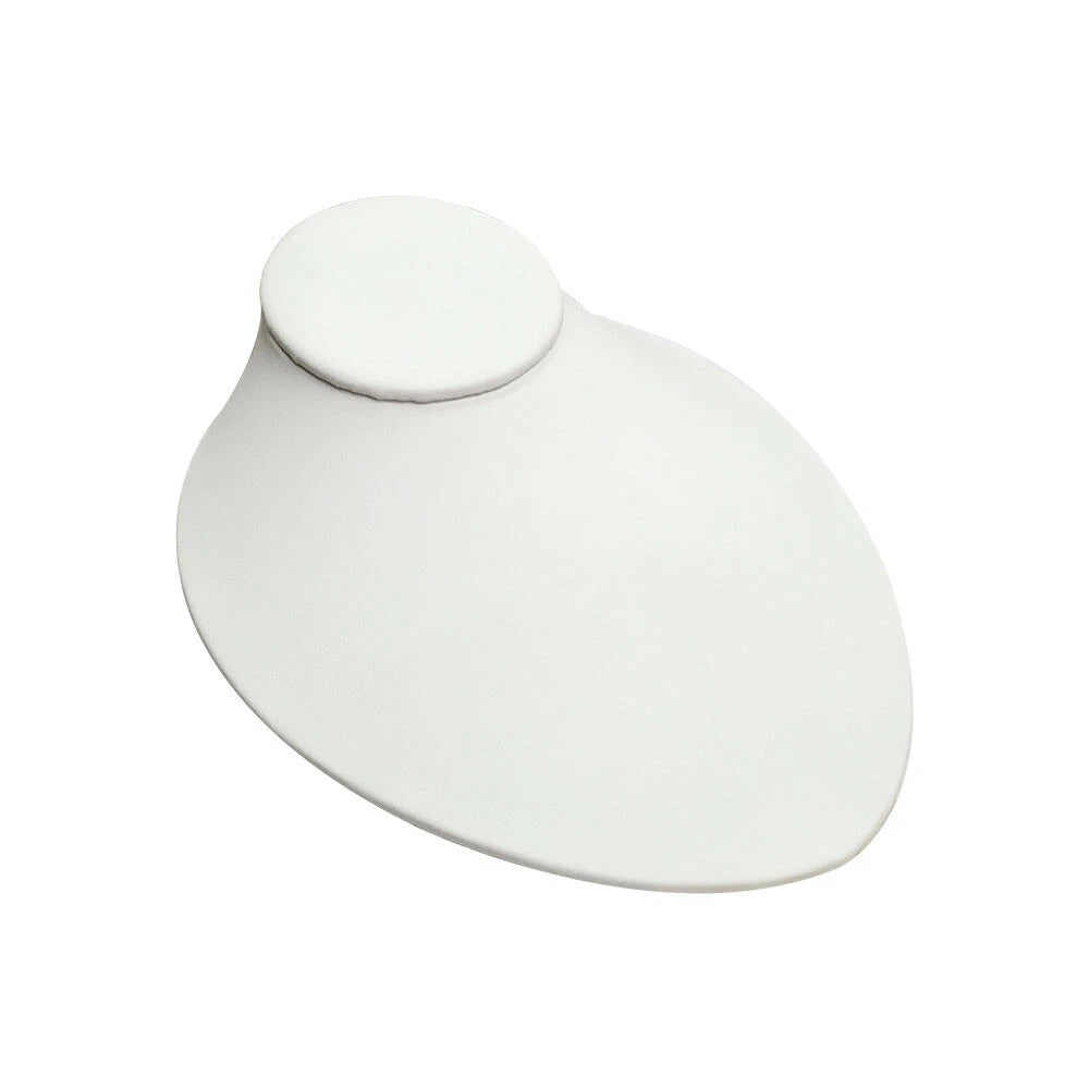 Necklace Pendant Chain Link Jewelry Display Holder White Faux Leather