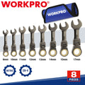 WORKPRO 8-Piece Flex-Head Stubby Ratcheting Combination Wrench Set Metric 9-17mm