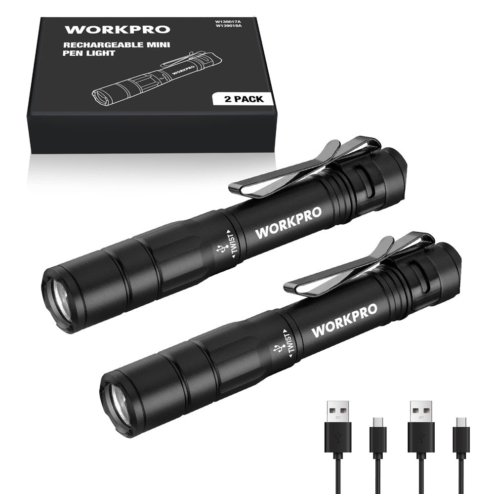 Rechargeable Pen Light, Mini Flashlight 2 Pack Pocket Flashlight 2 x