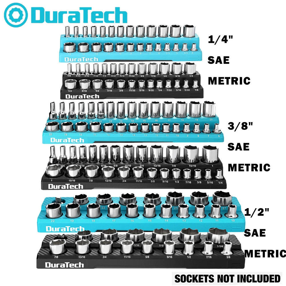 Duratech Magnetic Socket Organizer 3/8"/1/4"/1/2" Socket Holders Sae