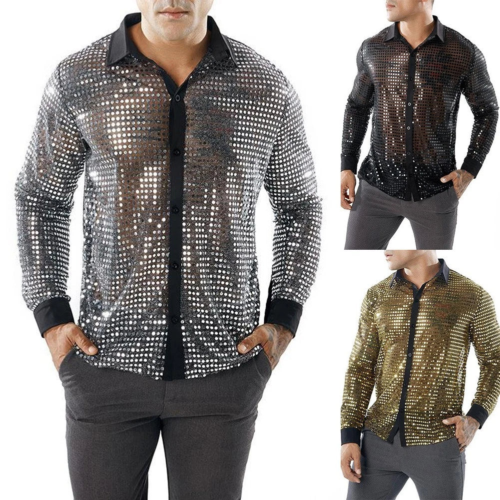 Men's Long Sleeve Sequin Shirts Eye Catching Design | Built Supply Co