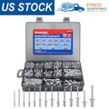 WORKPRO 500pc Aluminum Blind Rivets 14Size Pop Rivets Assortment Kit Case-Sliver