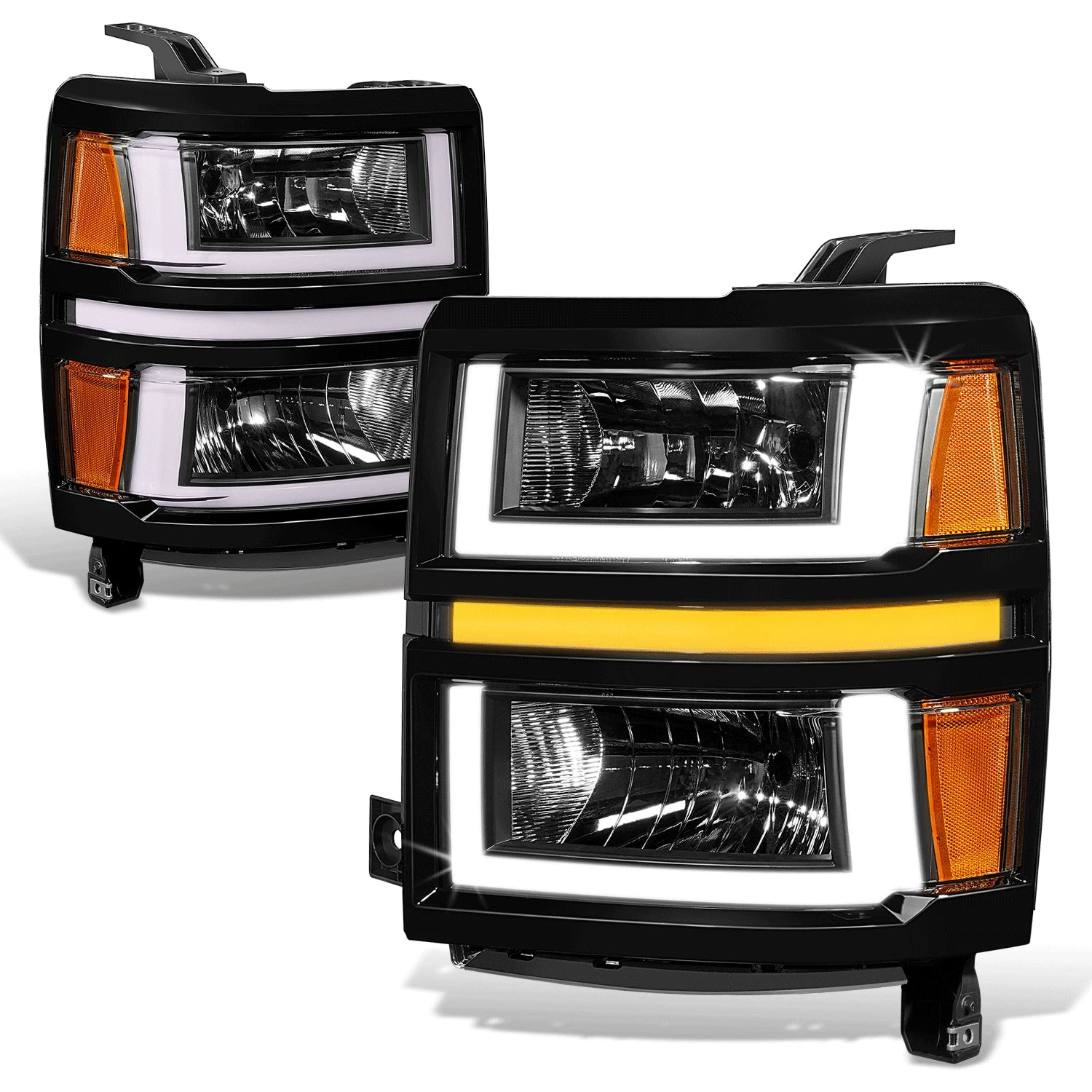 Fit 14-15 Chevrolet Silverado 1500 Black/amber | Built Supply Co