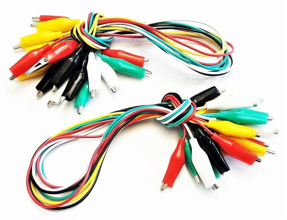 Insulated Wire Test Leads 20" Alligator Clip Jumper Multi Color