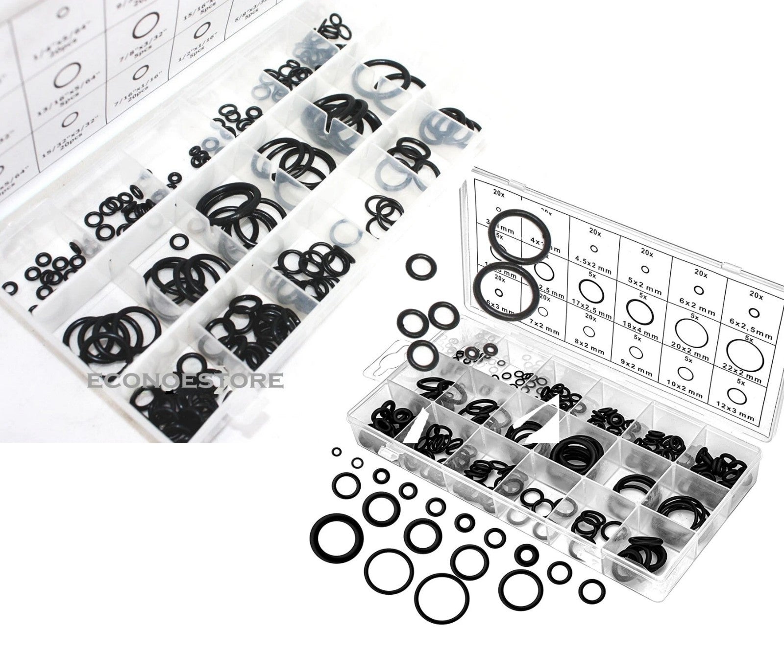 450pc Nitrile Rubber O-Ring Assortment SAE/METRIC Gasket Seal Air Hydraulic HVAC